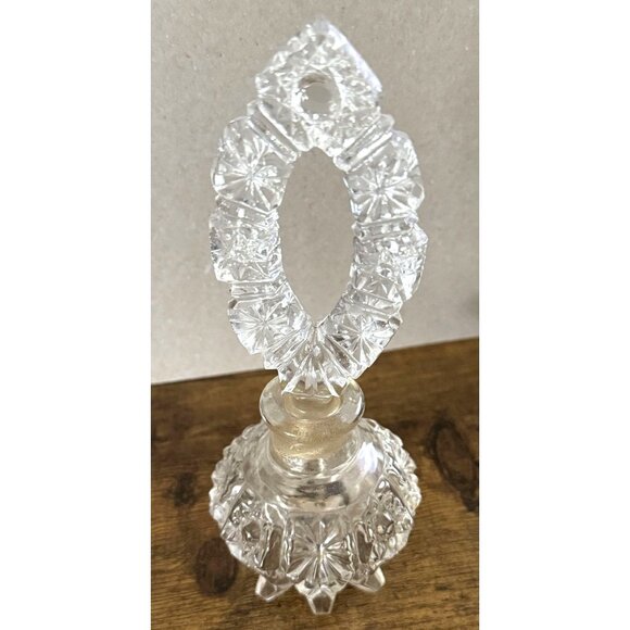 Vintage Crystal Perfume Bottle With Ornate Stopper - Picture 2 of 6
